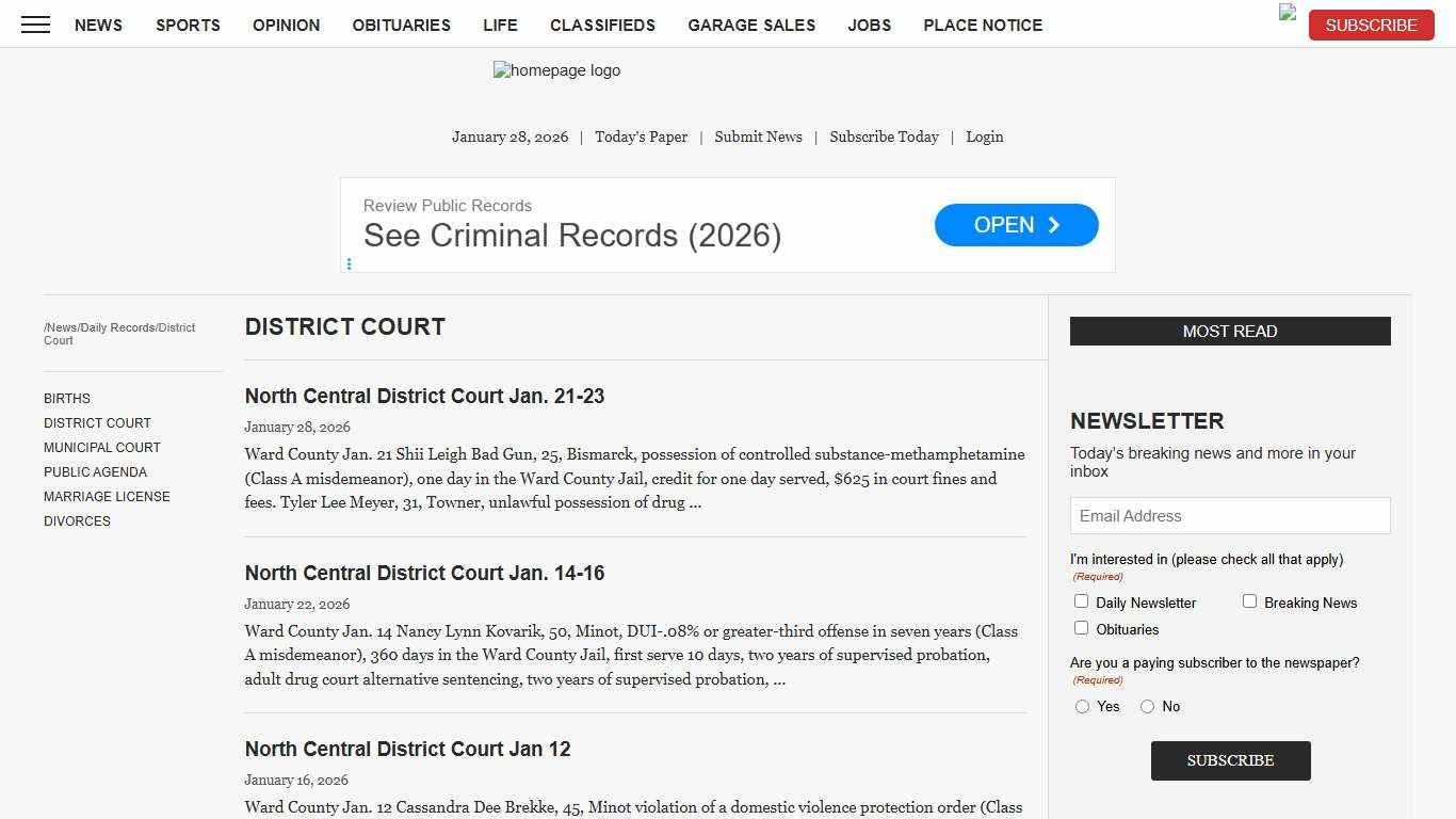 District Court News, Sports, Jobs - Minot Daily News